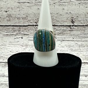 DTR Rainbow Calsilica Striped Stone Ring